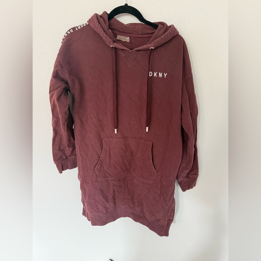 DKNY Sport Burgundy Hoodie Dress Size Small
